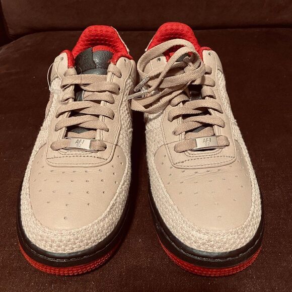 MINT 315517-221 Nike Air Force 1 Premium '07 Tweed Red Black 6Y Womens 7.5 US - Picture 2 of 13